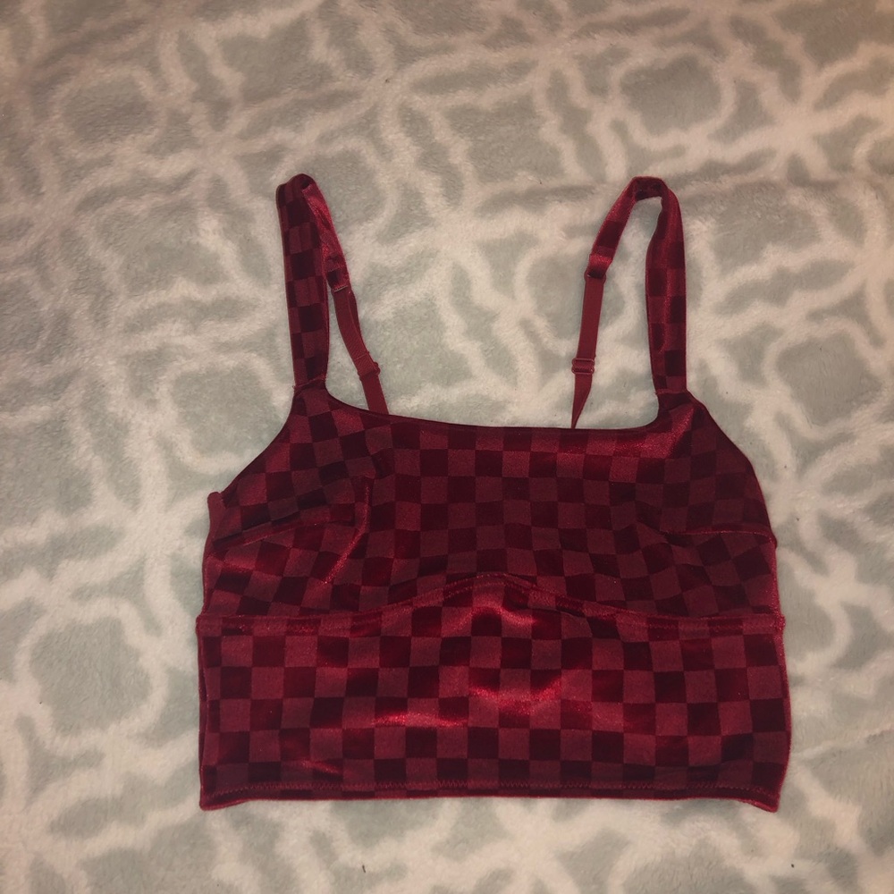 Stylish Red Checkered Women's Bralette
